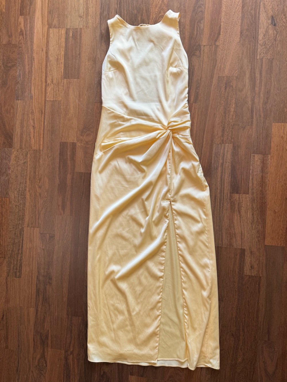 Abercrombie & Fitch Yellow Satin Twist-Front Maxi Dress
